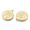 304 Stainless Steel Pendants, Manual Polishing, Flat Round with Human Charms, Real 14K Gold Plated, 24x21x2mm, Hole: 1.6mm