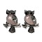 Natural Rose Quartz Pendants, Antique Silver Plated Owl Charms with Blak Glass, 45x33.5x19mm, Hole: 8x9.5mm