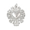 Brass Pendants, Sacred Heart Charms, with Jump Ring, Long-Lasting Plated, Lead Free & Cadmium Free, Platinum, 30x25.5x4mm, Hole: 3.5mm