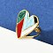 Heart 304 Stainless Steel Enamel Finger Rings for Women, Ion Plating(IP), Colorful, Real 18K Gold Plated, Heart: 21.5x18mm, Inner Diameter: 16mm