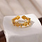 Brass Micro Pave Cubic Zirconia Cuff Rings for Women, Sea Animals Themes, Golden, Shell Shape, Inner Diameter: 18mm