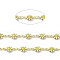 Handmade Eanmel Daisy Flower Link Chains, with Real 18K Gold Plated Brass Findings, Soldered, with Spool, White, Link: 7.5x13x2mm