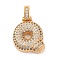 Brass Micro Pave Cubic Zirconia Pendants, Nickel Free, Real 18K Gold Plated, Clear, Letter Q, 18.5~24x12.5~25.5x5~5.5mm, Hole: 5x3mm