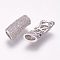 Brass Micro Pave Cubic Zirconia Beads, Tube, Hollow, Platinum, 20x8x6mm, Hole: 3x5mm