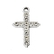Alloy Rhinestone Pendants, UV Plated, Cross, Platinum, 23x15.5x2.5mm, Hole: 1.5mm