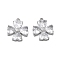 304 Stainless Steel Micro Pave Cubic Zirconia Charms, Flower, Ion Plating(IP), Stainless Steel Color, 14x12x3mm, Hole: 1.6mm