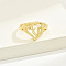 Brass Alphabet Adjustable Rings for Women, Cadmium Free & Nickel Free & Lead Free, with Heart, Letter V, 17mm, US Size 6 1/4(16.7mm)