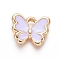 Light Gold Plated Alloy Charms, with Enamel, Butterfly, Lilac, 10.5x12.5x2.5mm, Hole: 2mm
