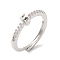 Rack Plating Brass Clear Cubic Zirconia Number 5 Adjustable Rings for Women, Cadmium Free & Lead Free, Long-Lasting Plated, Platinum, 4.8x3.2mm, US Size 8(18.1mm)
