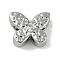 Brass Micro Pave Cubic Zirconia Beads, Cadmium Free & Nickel Free & Lead Free, Butterfly, Platinum, 8x9.5x4.5mm, Hole: 1.8mm
