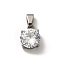 304 Stainless Steel with Clear Cubic Zirconia Charms, Flat Round, Stainless Steel Color, 13x10x6mm, Hole: 3.5x6mm