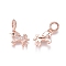 Brass Micro Pave Clear Cubic Zirconia European Dangle Charms, Large Hole Pendants, Unicorn, Rose Gold, 22.5mm, Hole: 4.5mm, Unicorn: 16x12.5x3mm