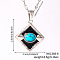 Vintage Brass Pave Synthetic Turquoise & Clear Cubic Zirconia Rhombus Pendant Necklaces, with Black Enamel, Platinum, 15.75 inch(40cm)