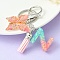 Resin & Acrylic Keychains, with Alloy Split Key Rings and Faux Suede Tassel Pendants, Letter & Butterfly, Random Gradient Color, Letter Z, 8.6cm