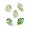 Transparent Glass Pendants, Strawberry, with Golden Alloy Enamel Findings, Two Tone, Lime, 18x12x10.5mm, Hole: 1.5mm