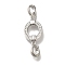 Brass Micro Pave Clear Cubic Zirconia Fold Over Clasps, Cadmium Free & Nickel Free & Lead Free, Ring, Platinum, 38x13x4mm