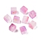 Frosted Glass Beads with Golden Glitter Powder, Two Tone, Cube, Hot Pink, 7x6x6mm, Hole: 1.4~1.5mm, about: 1818pcs/1000g