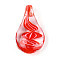 Handmade Lampwork Pendants, Teardrop, Red, 45.5~47.5x26~28x11.5~13mm, Hole: 6~8x5.5~6.5mm