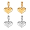 4Pcs 2 Colors 304 Stainless Steel European Dangle Charms, Large Hole Pendants, Heart, Mixed Color, 21.5mm, Hole: 4mm, Heart: 11x14.5x3mm, 2pcs/color