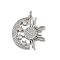 Brass Micro Pave Cubic Zirconia Pendants, Cadmium Free & Lead Free, Moon with Sun, with Jump Ring, Platinum, 25.5x24.5x3mm, Hole: 3.2mm