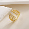 Brass Micro Pave Cubic Zirconia Cuff Rings for Women, Real 18K Gold Plated, Inner Diameter: 17mm