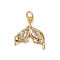 Brass Micro Pave Cubic Zirconia Pendants, Fishtail Charms, with Jump Ring, Long-Lasting Plated, Cadmium Free & Lead Free, Rack Plating, Real 18K Gold Plated, 16x16x3mm, Hole: 3mm