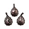 Natural Rhodonite Teardrop Pendants, Red Copper Tone Brass Charms, 28.5x20.5x7mm, Hole: 8x5mm