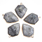 Electroplate Natural Labradorite Pendants, with Iron Findings, Arrows, Golden, 30~31x22.5x6~7mm, Hole: 1.8mm