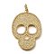 Brass Micro Pave Cubic Zirconia Pendants, Cadmium Free & Nickel Free & Lead Free, Skull, with Jump Ring, Real 18K Gold Plated, 50x35.5x3.5mm, Hole: 6.5mm