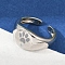 Brass Micro Pave Cubic Zirconia Adjustable Cuff Rings for Women, Paw Print, Rack Plating, Cadmium Free & Lead Free, Long-Lasting Plated, Platinum, 10.5mm, Inner Diameter: Adjustable