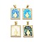 Brass Micro Pave Clear Cubic Zirconia Pendants, Cadmium Free & Lead Free, with Sythetic Opal, Rectangle with Goddess, Real 18K Gold Plated, 23.5x17x3mm, Hole: 4x3.5mm