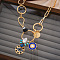 Rhinestone & Iron & Alloy & Glass Pendant Necklaces, Golden, Evil Eye, 20.08 inch(51cm)