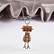 Alloy & Wood Robot Pendant Necklaces, Brass Box Chain Necklaces, Platinum, Saddle Brown, 23.62 inch(60cm)