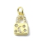 Brass Micro Pave Claer Cubic Zirconia Charms, Cadmium Free & Nickel Free & Lead Free, with Jump Ring, Real 18K Gold Plated, Lock, 14x7.5x2.5mm, Hole: 3mm