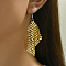 Fashionable Geometric Alloy Rectangle Dangle Earrings, Real 14K Gold Plated, 70x40mm