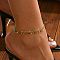 European Brass & Colorful Glass Seed Beaded Tassel Double Layer Anklets for Women, Golden, 8-7/8 inch(225mm)
