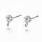 Brass Micro Clear Cubic Zirconia Stud Earring Findings, with Loop, Nickel Free, Real Platinum Plated, 8.5x5.5mm, Hole: 1.5mm, Pin: 0.7mm
