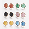 Brass Micro Pave Cubic Zirconia Stud Earring Findings, with Loop, Glass, Square, Faceted, Mixed Shapes, Light Gold, Mixed Color, 17mm, Hole: 1mm, Pin: 0.7mm