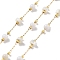 Ion Plating(IP) 304 Stainless Steel Ball Chains, with Shell, with Spool, Soldered, Real 18K Gold Plated, White, 4x4mm, about 16.40 Feet(5m)/Roll