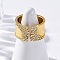Brass Micro Pave Clear Cubic Zirconia Cuff Rings for Women, Cadmium Free & Nickel Free & Lead Free, Real 18K Gold Plated, 12.5mm, Inner Diameter: 18mm