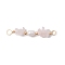 Natural Rose Quartz Chip & Natural Cultured Freshwater Pearl Rice Beaded Connector Charms, with Brass Double Loops, Golden, 33.5~38x5.5~8.5x4.5~5.5mm, Hole: 2.5mm