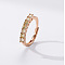 Flat Round Brass Micro Pave Cubic Zirconia Finger Rings, Golden, Beige, Inner Diameter: Adjustable