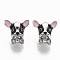 Alloy European Beads, with Crystal Rhinestone and Enamel, Large Hole Pendants, Dog, Platinum, 12.5x12.5x8.5mm, Hole: 4.5mm