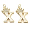 Brass Micro Pave Clear Cubic Zirconia Pendants, Cadmium Free & Lead Free, with Synthetic Opal, Real 18K Gold Plated, with Jump Ring, Letter X, 26.5~33x14~23.5x3.5~4.5mm, Hole: 4.5mm