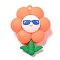 PVC Plastic Big Pendants, Flower with Smiling Face Charm, Light Salmon, 52.5x41x21mm, Hole: 3mm