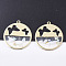 Epoxy Resin Pendants, with Shell and Alloy Findings, Flat Round with Butterfly, Golden, Azure, 31x28x1.5mm, Hole: 1.6mm