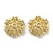 Brass Micro Pave Cubic Zirconia Bead Cap, Multi-Petal, Long-Lasting Plated, Lead Free & Cadmium Free, Snowflake, Golden, 12x11.5x3.5mm, Hole: 1.4mm