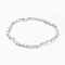 Brass Bead Stretch Bracelets, Cube, Silver Color Plated, 2-1/8 inch(5.5cm)