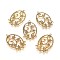 Tibetan Style Alloy Chandelier Component Links, Oval with Leaf, Antique Golden, 42x25.5x1mm, Hole: 1.8mm and 1.6mm