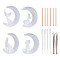 DIY Silicone Moon Molds Kits, Baking Molds, with 304 Stainless Steel Beading Tweezers, Plastic Dropper, Birch Wooden Craft Ice Cream Sticks, White, 128x101~104x10~11mm, 4pcs/set